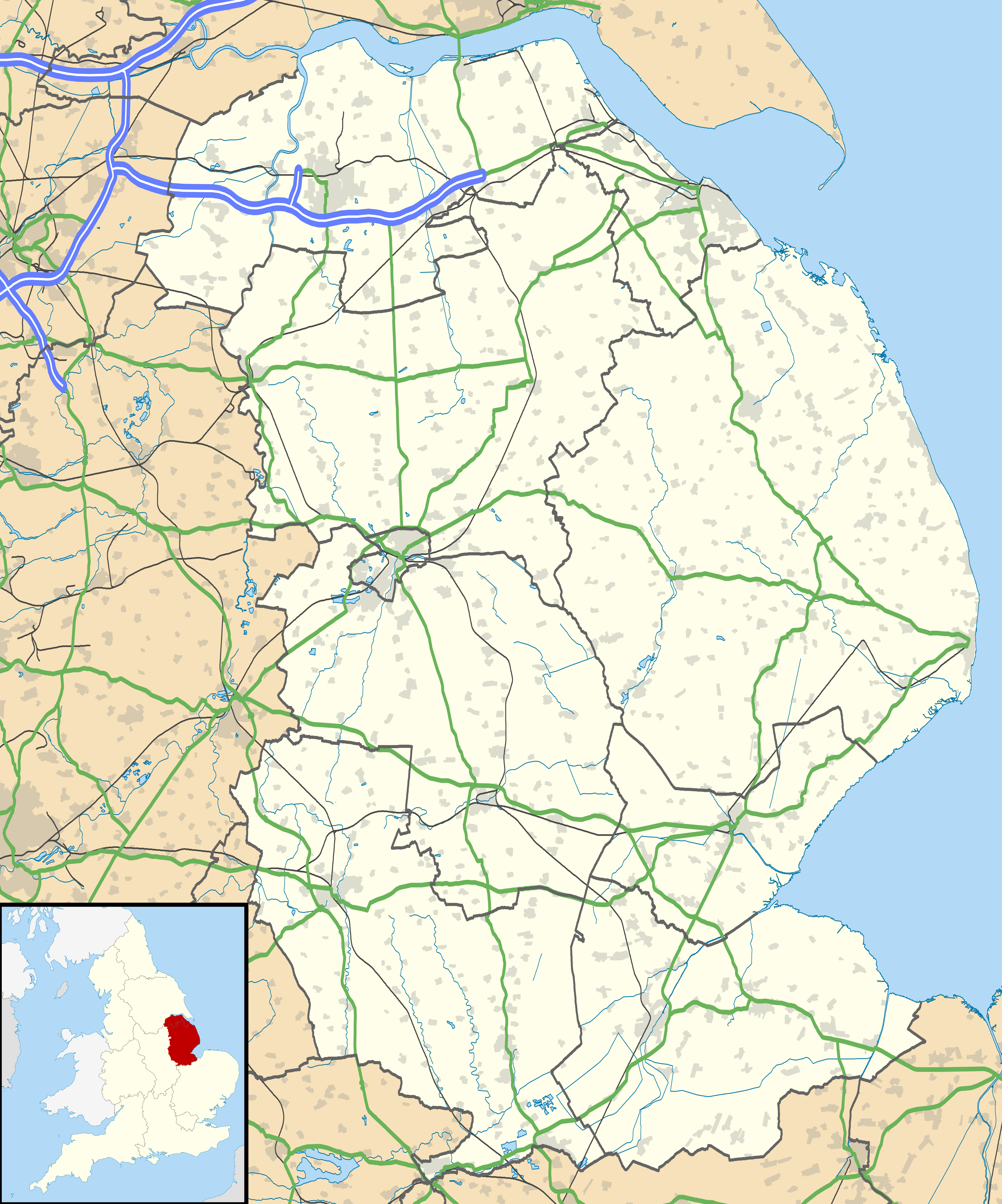 Lincolnshire UK location map